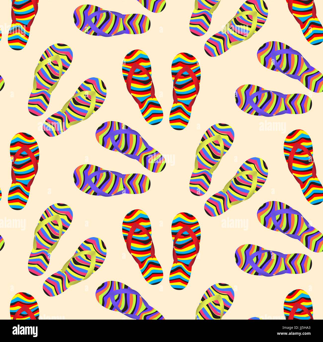 Flip Flops Musterdesign, Cartoon-Stil. Sommer unendlich Hintergrund. Schuhe sich wiederholende Textur. Vektor-Illustration. Stock Vektor