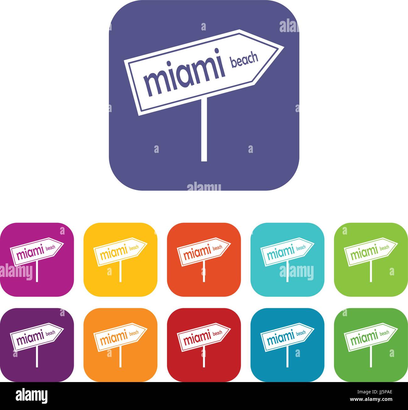 Miami Pfeil Post Zeichen Icons set Stock Vektor