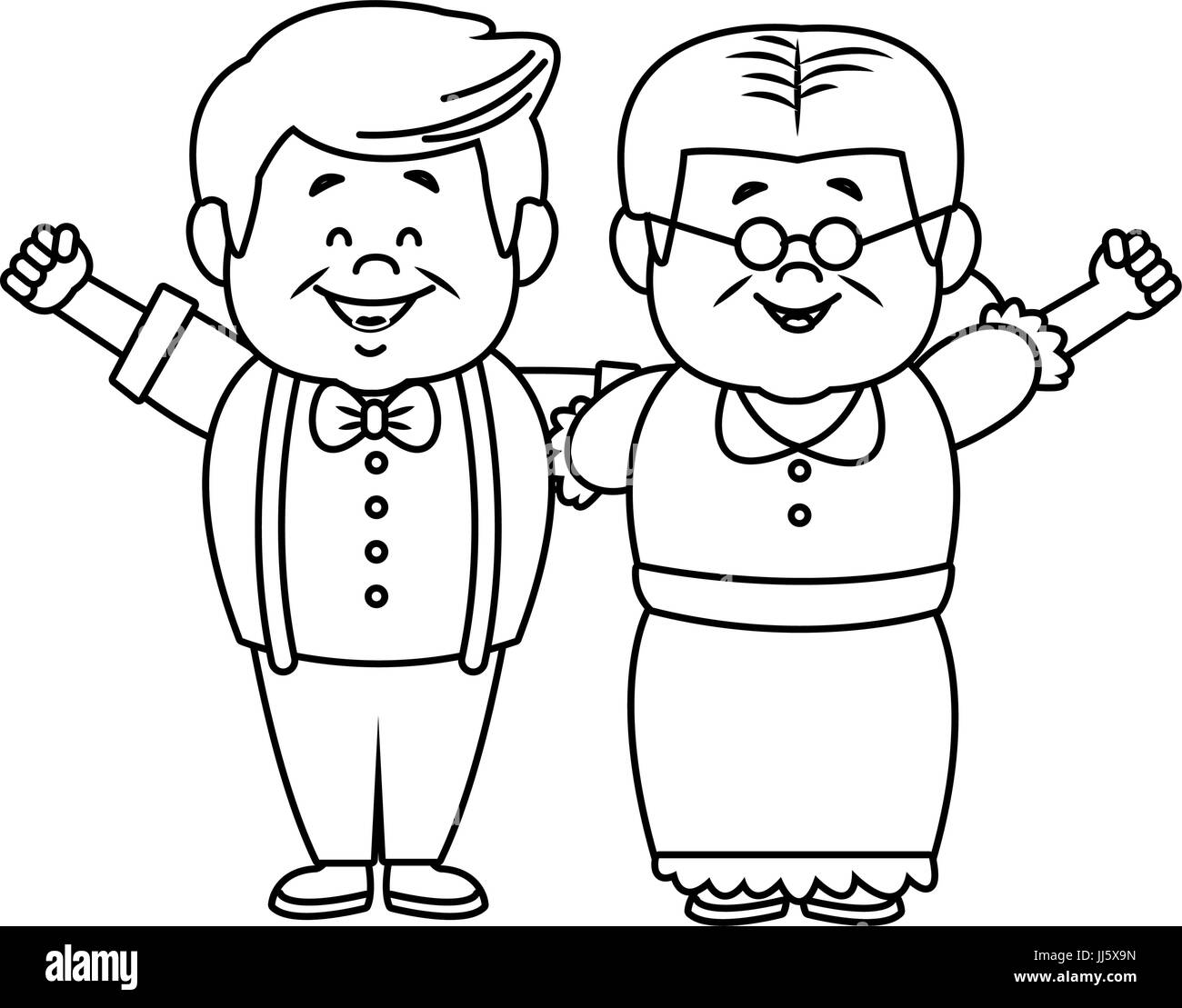 Opa und Oma Eltern zusammenstehen Stock Vektor