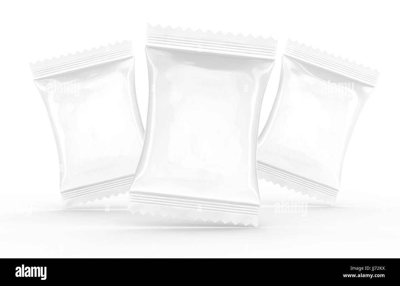 Cracker Paketvorlage nutzt leer essen Folie Mockup für Design in 3D-Rendering, drei Packungen Stockfoto