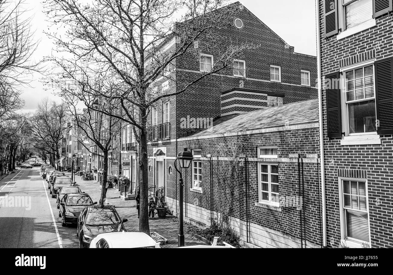 Historic District in Philadelphia - gemauerte Gebäude - PHILADELPHIA / PENNSYLVANIA - 6. April 2017 Stockfoto