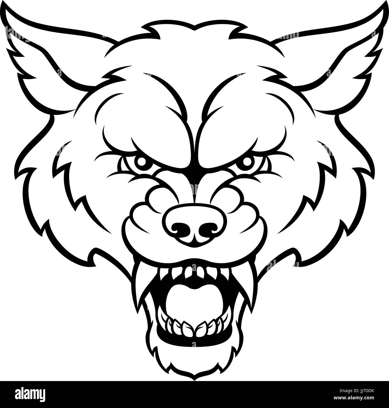 Wolf Sport Maskottchen wütendes Gesicht Stock Vektor
