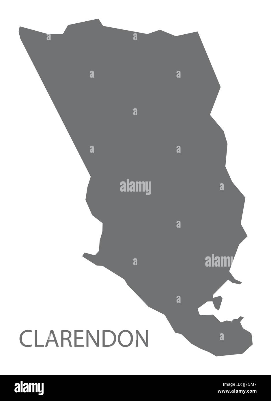 Clarendon Jamaika Region Karte grau Abbildung Silhouette Form Stock Vektor