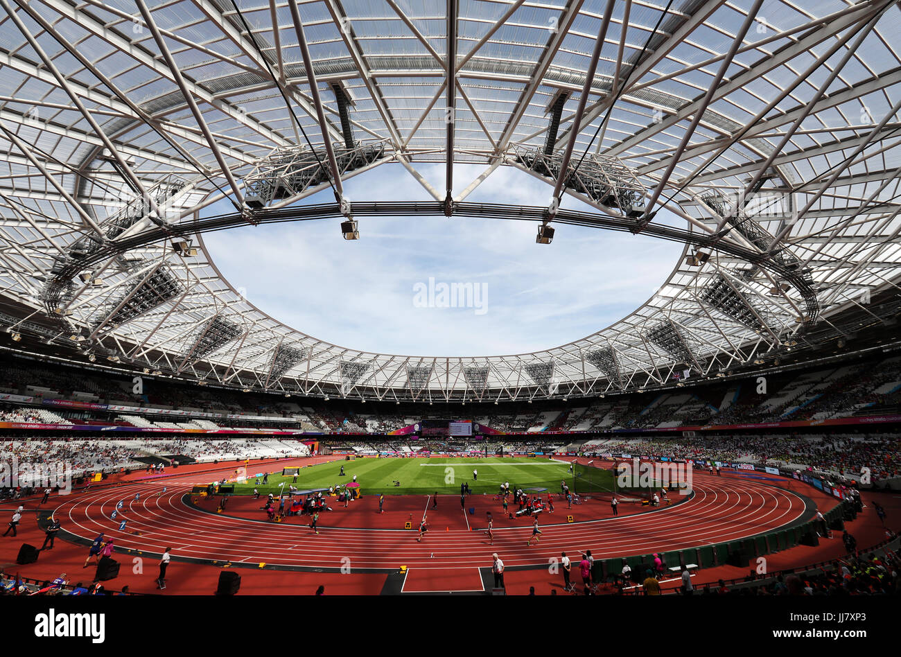 Aktion von der Männern 400m T47 Runde 1 Hitze 1/2 Tag fünf der 2017 Para Leichtathletik Weltmeisterschaften im London Stadium. Stockfoto