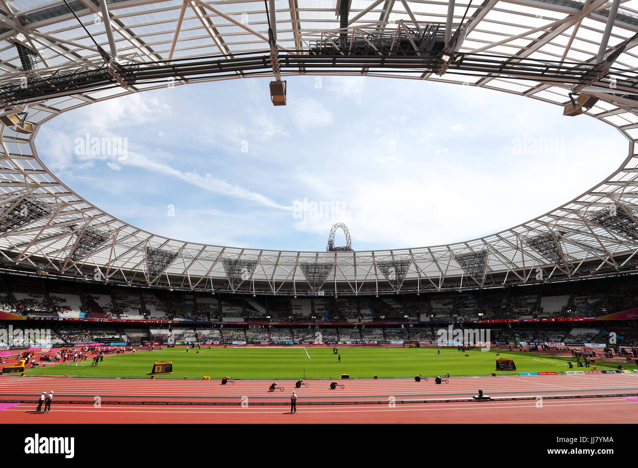 Aktion von der Männern 400m T53 Runde 1 Hitze 1/2 Tag fünf der 2017 Para Leichtathletik Weltmeisterschaften im London Stadium. Stockfoto