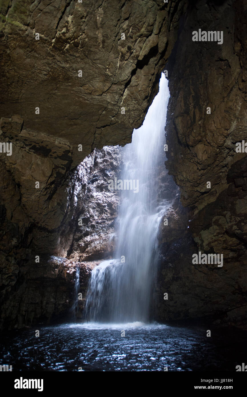 Smoo Cave, Durness, Sango Bay, Schottische Highlands, Schottland, Britische Inseln Stockfoto