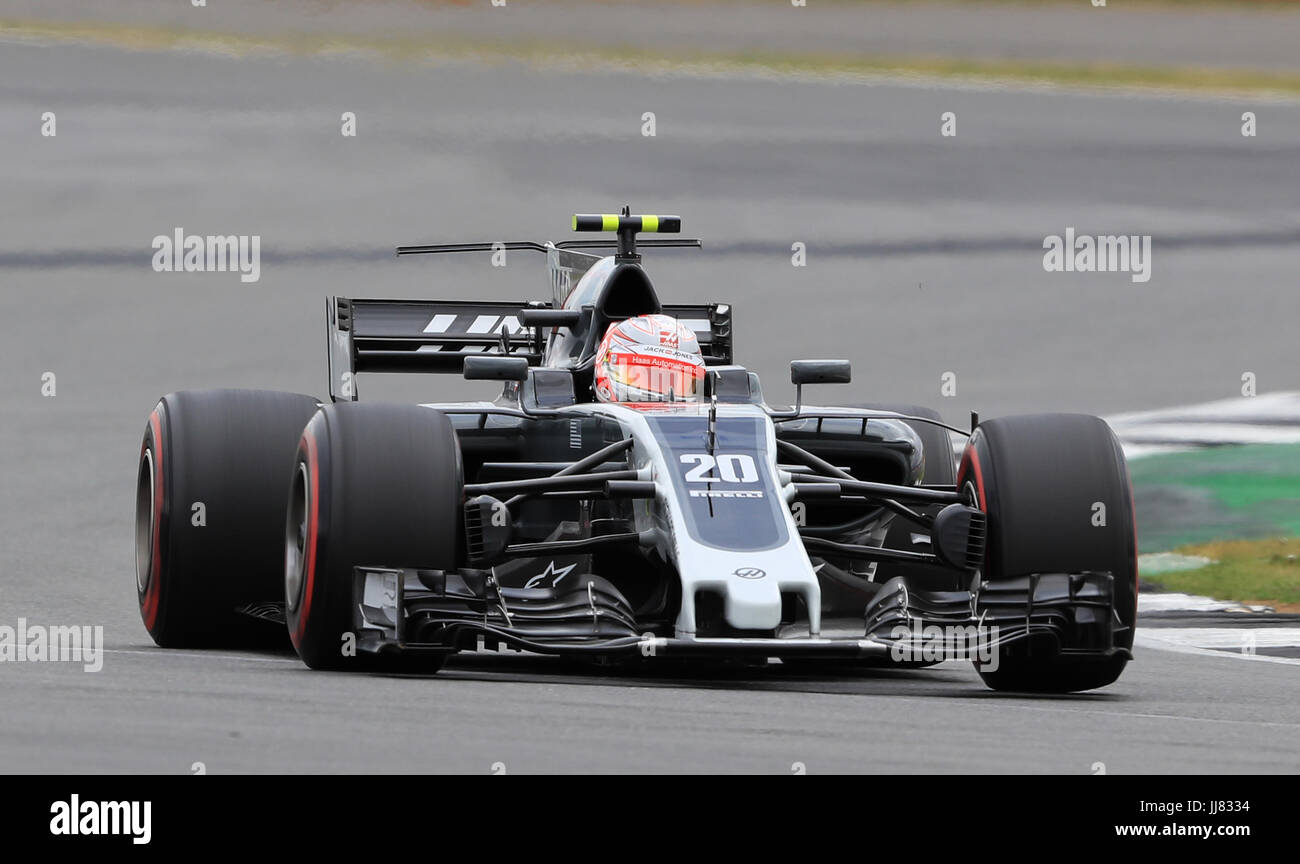 Haas' Kevin Magnussen während der 2017 British Grand Prix in Silverstone, Towcester. PRESSEVERBAND Foto. Bild Datum: Sonntag, 16. Juli 2017. Siehe PA Geschichte AUTO Briten. Bildnachweis sollte lauten: Tim Goode/PA Wire. Einschränkungen: Nur zur redaktionellen Verwendung. Kommerzielle Nutzung mit vorheriger Zustimmung von Teams. Stockfoto