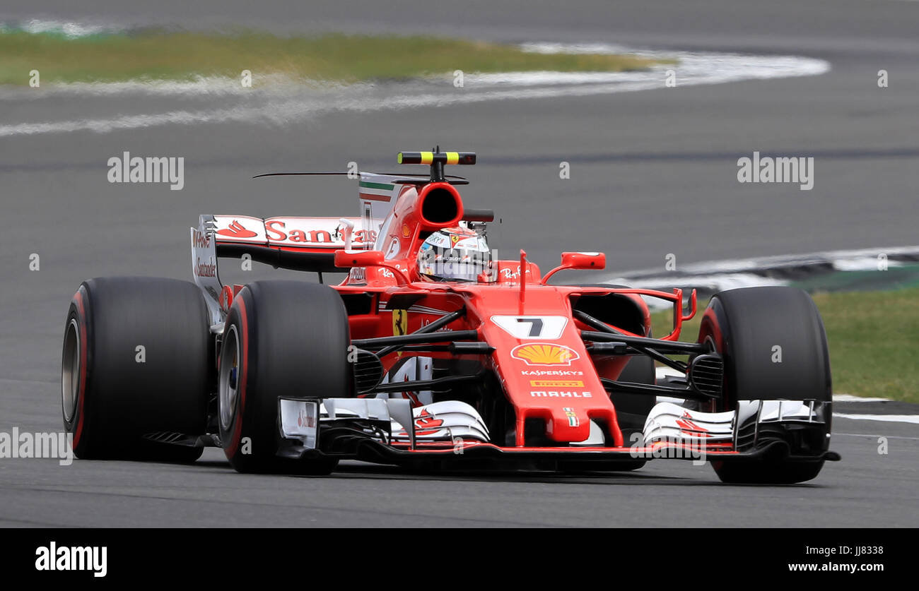 Ferraris Kimi Räikkönen während der 2017 British Grand Prix in Silverstone, Towcester. PRESSEVERBAND Foto. Bild Datum: Sonntag, 16. Juli 2017. Siehe PA Geschichte AUTO Briten. Bildnachweis sollte lauten: Tim Goode/PA Wire. Einschränkungen: Nur zur redaktionellen Verwendung. Kommerzielle Nutzung mit vorheriger Zustimmung von Teams. Stockfoto