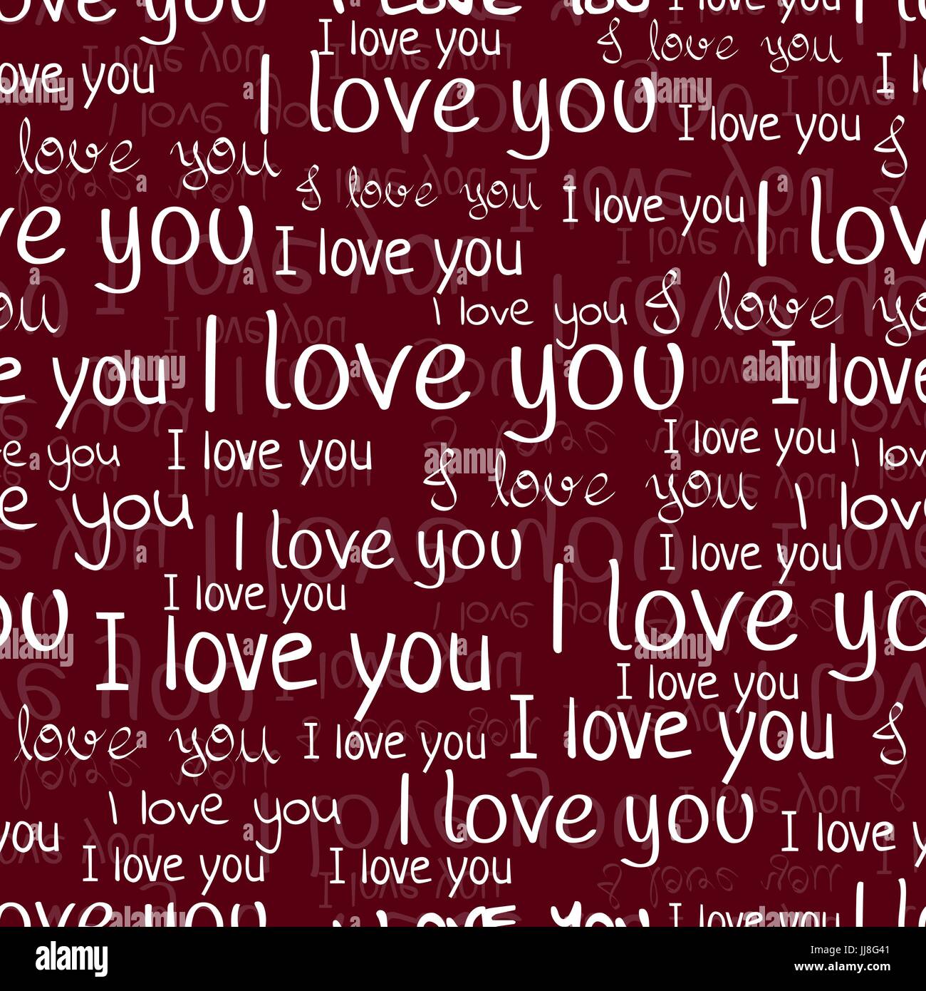 Ich Liebe Dich Schriftart Musterdesign Valentinstag Hintergrund Weisse Buchstaben Und Satze Auf Einer Burgund Fur Tapetendesign Erklarungen Der Pauschalreise Vektor Illustration Stock Vektorgrafik Alamy