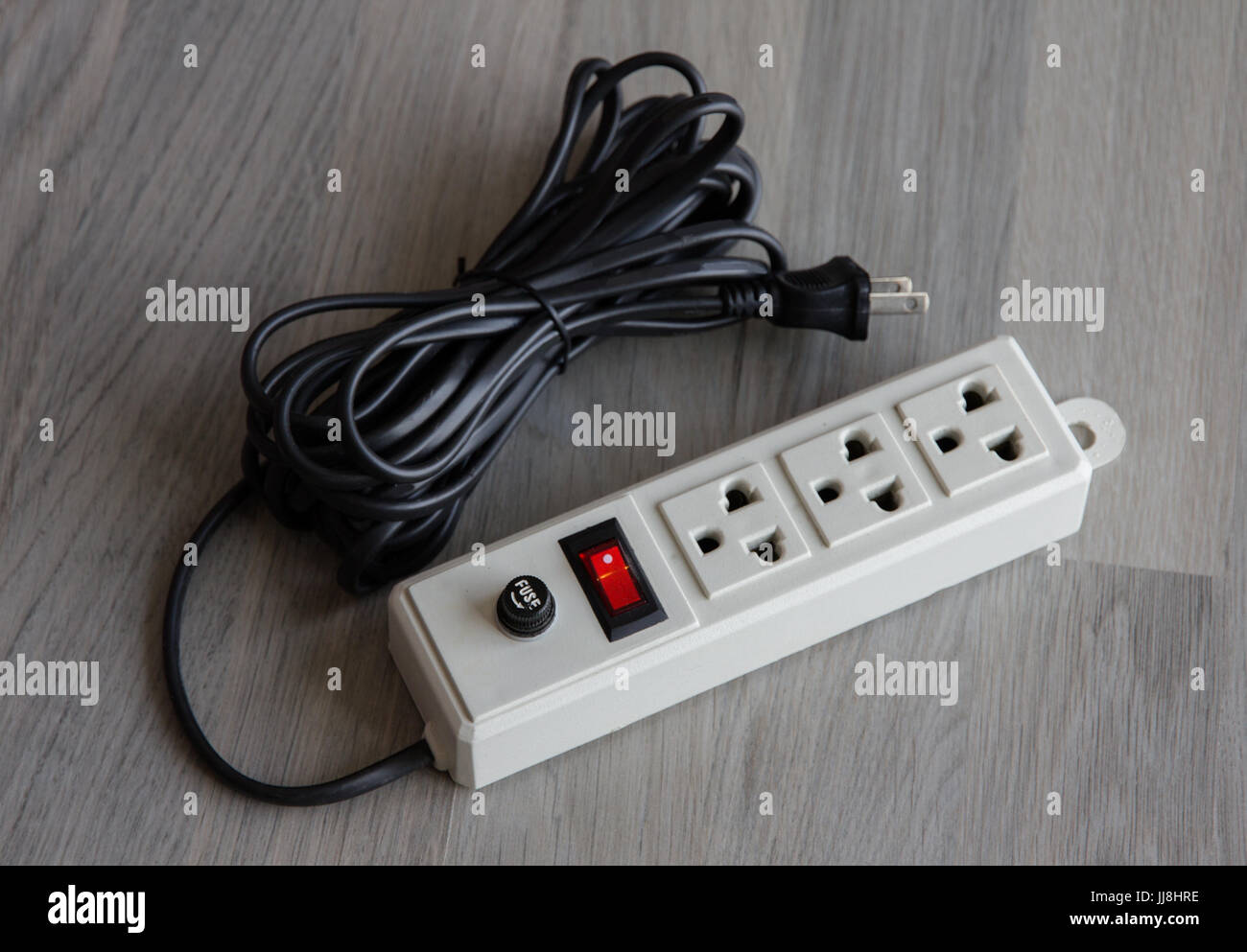 Elektrische Stecker mit Mehrfachsteckdose Stockfoto