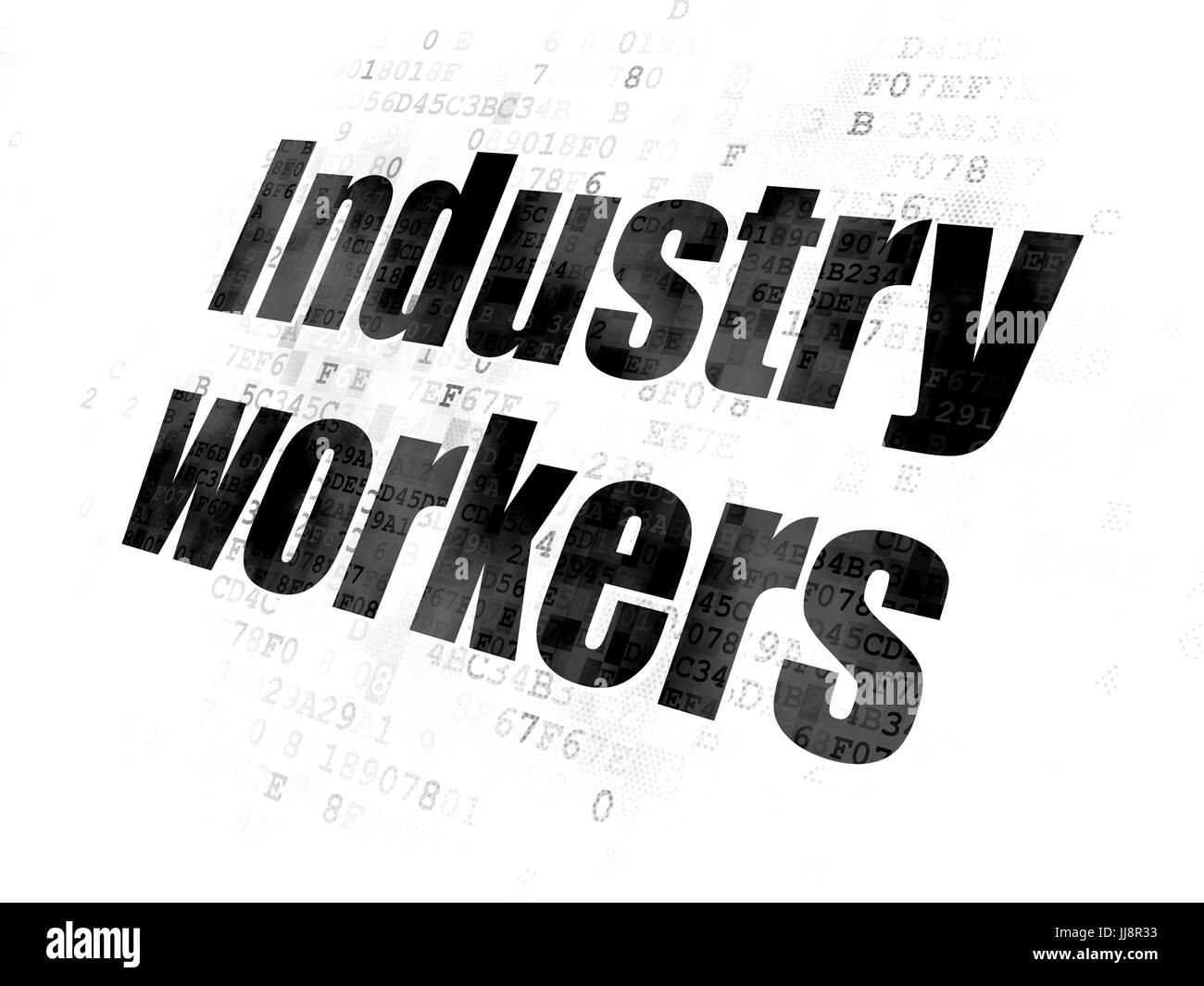 Industrie-Konzept: Industriearbeiter auf Digital-Hintergrund Stockfoto