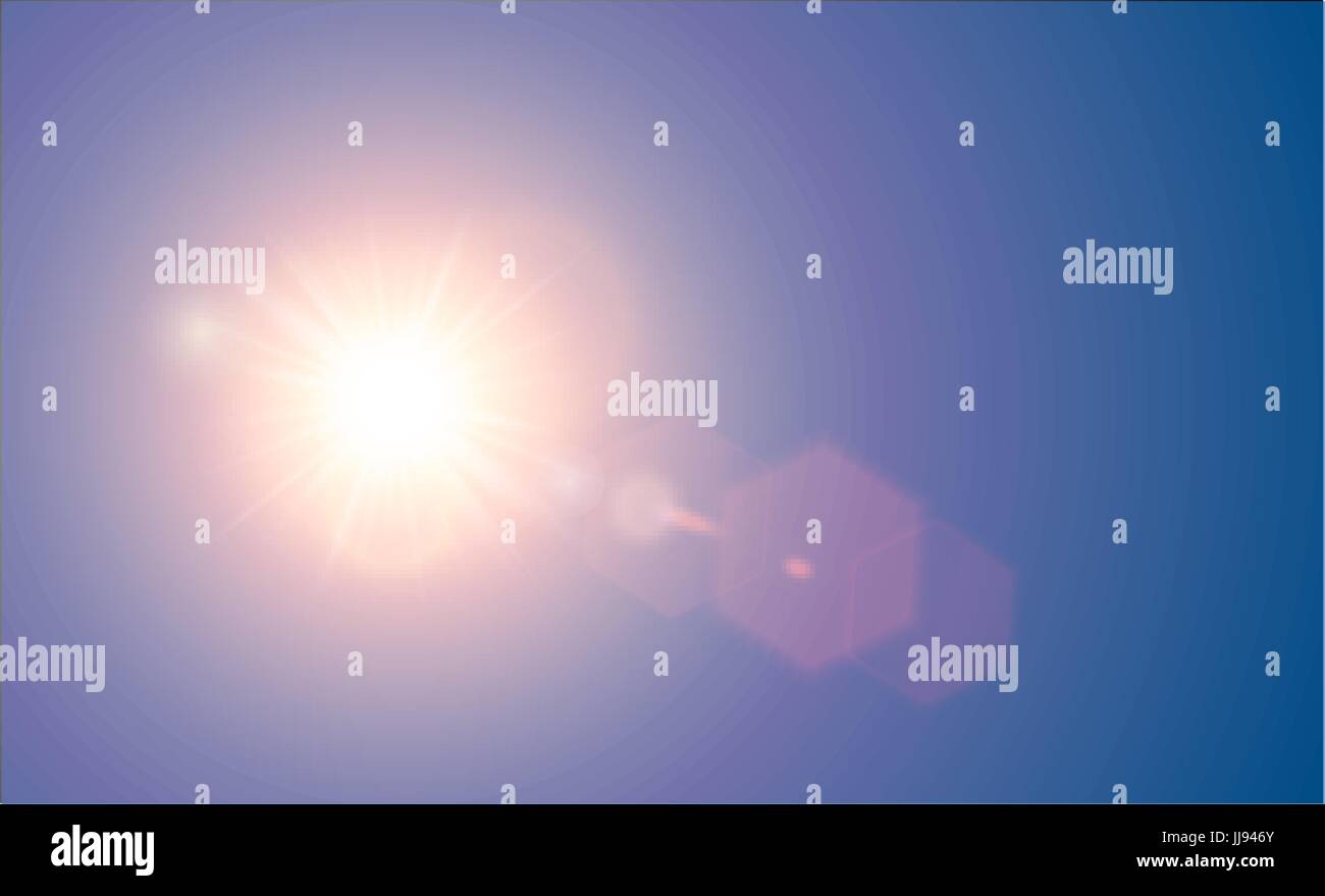 Vektor transparent rot Sonnenlicht Spezialoptik Flare Lichteffekt mit Sechseck-Elementen. Sunrice oder Sonnenuntergang, Sterne platzen. Stock Vektor