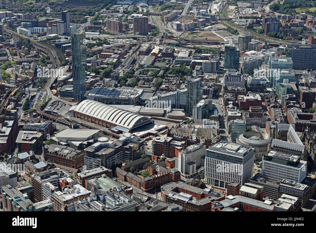 Luftaufnahme des Stadtzentrum von Manchester, UK Stockfoto