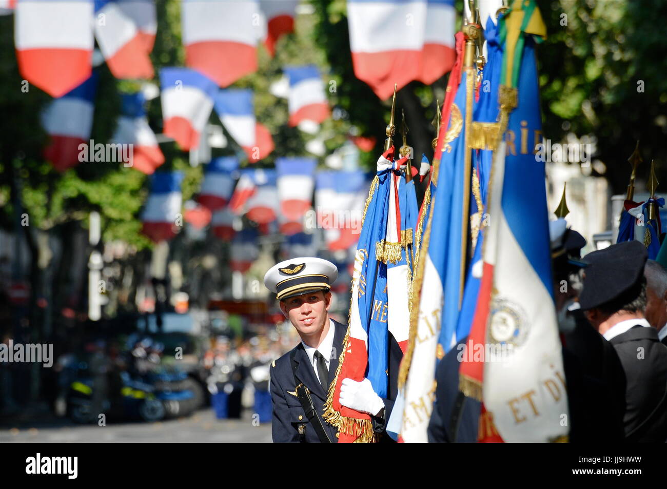 Eine Militärparade feiert Tag der Bastille, in Lyon (Frankreich) Stockfoto