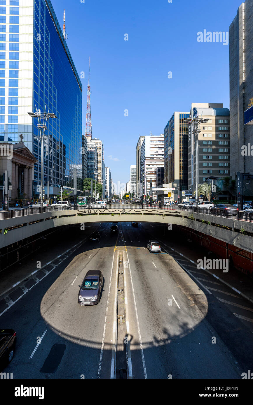 Avenida Paulista in Zentral-São Paulo, Brasilien Stockfoto