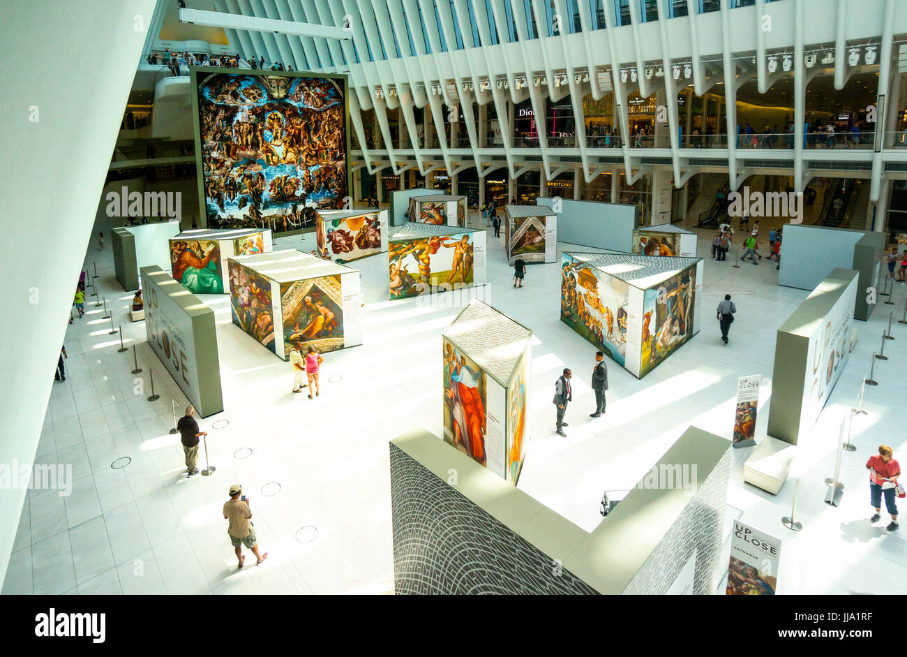 Ausstellung im World Trade Center Oculus zeigt sich in der Nähe der Sixtinischen Kapelle von Michelangelo Replikate Stockfoto