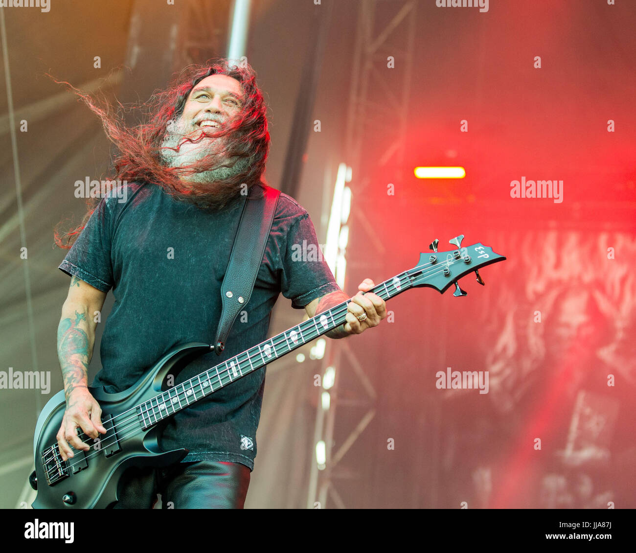 Bridgeview, Illinois, USA. 16. Juli 2017. TOM ARAYA von Slayer während Chicago Open-Air-Musikfestival im Toyota Park in Bridgeview, Illinois Credit: Daniel DeSlover/ZUMA Draht/Alamy Live-Nachrichten Stockfoto