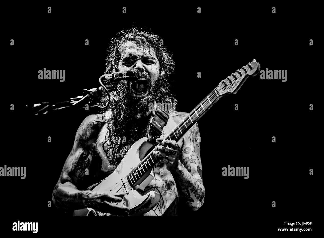 Die schottische Rockband Biffy Clyro führen Sie live auf der Bühne bei Rimini Parl Rock, Rimini, Italien. 18. Juli 2017 © Matteo Scalet/Alamy Live News Stockfoto
