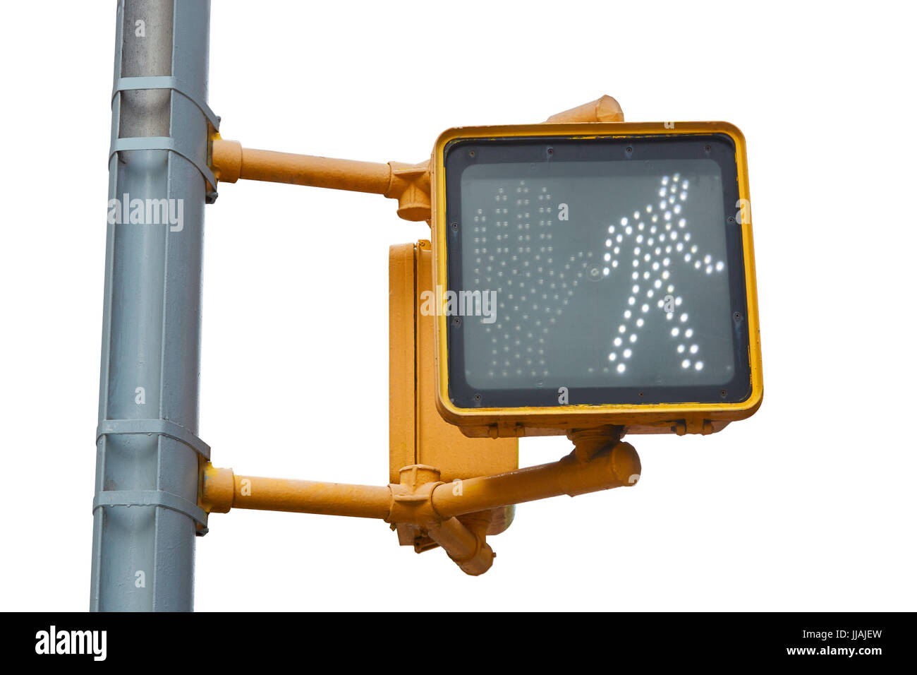 New York Fußgängerampel isoliert auf weiss mit Beschneidungspfad Stockfoto