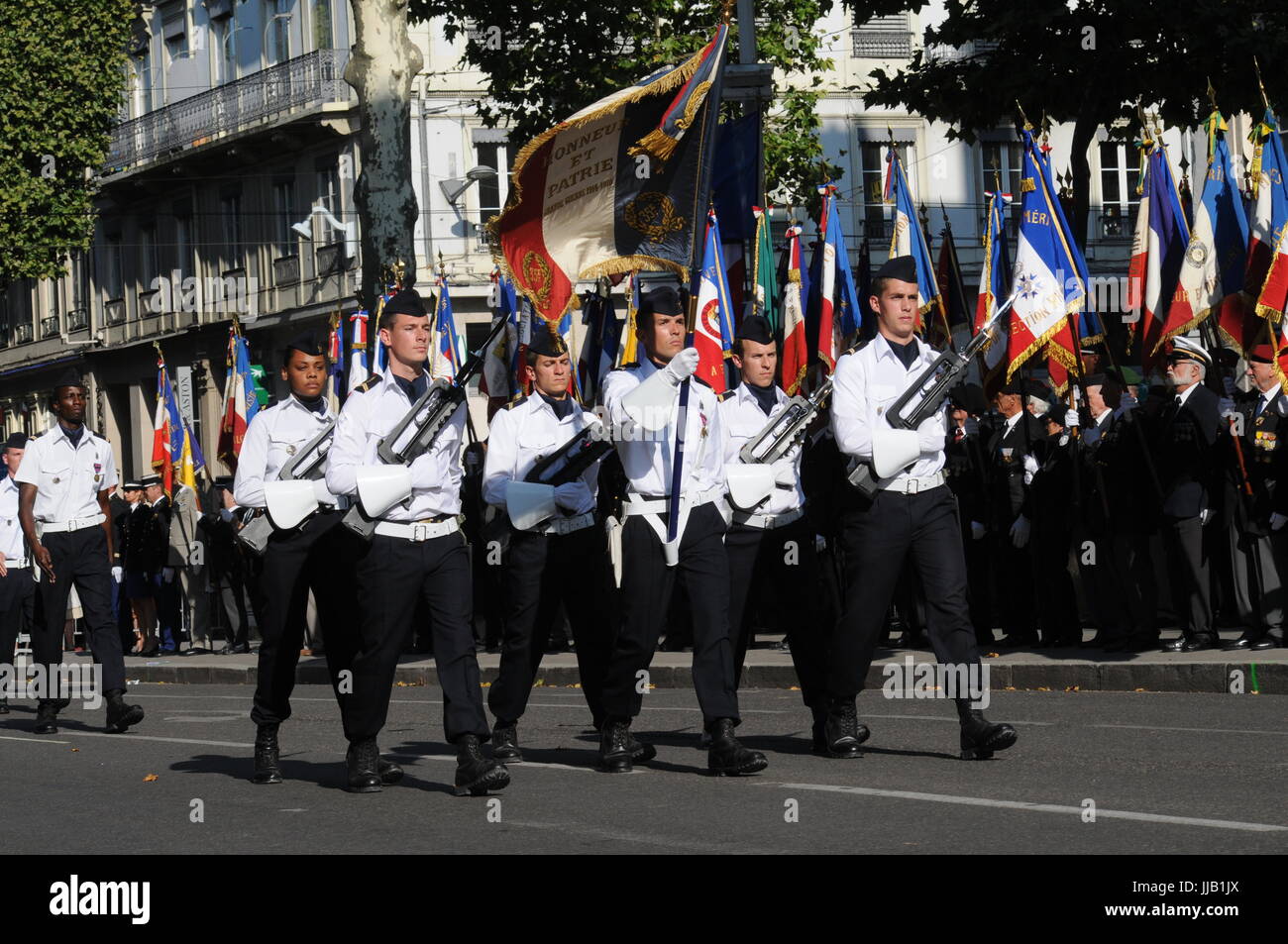 Eine Militärparade feiert Tag der Bastille, in Lyon (Frankreich) Stockfoto