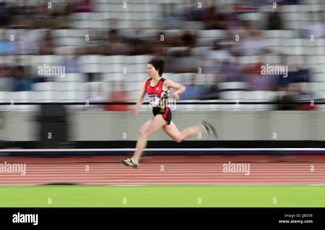 Chinas Yiting Shi gewinnt der Frauen 200m T36 tagsüber fünf der 2017 Para Leichtathletik-Weltmeisterschaften in London Stadion. Stockfoto