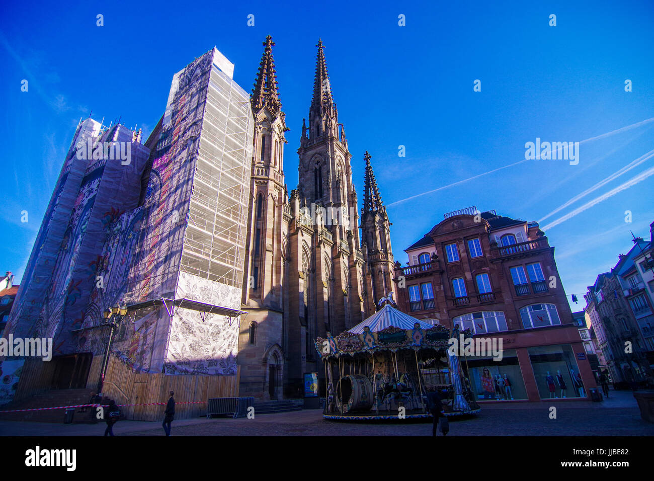 Temple Saint-Étienne im Umbau in Mulhouse Elsass Frankreich Stockfoto