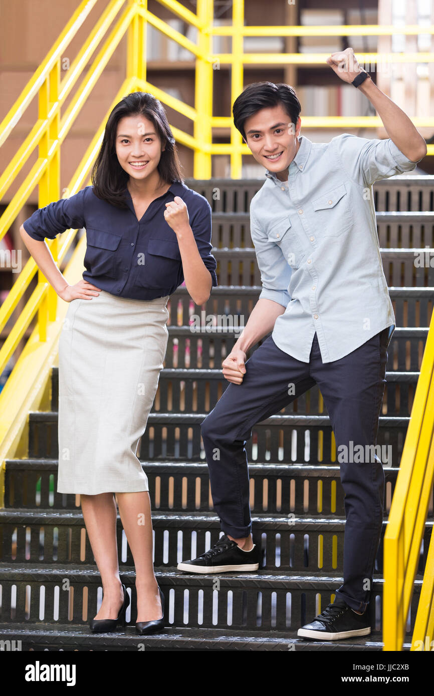 Business-Leute jubeln Stockfoto