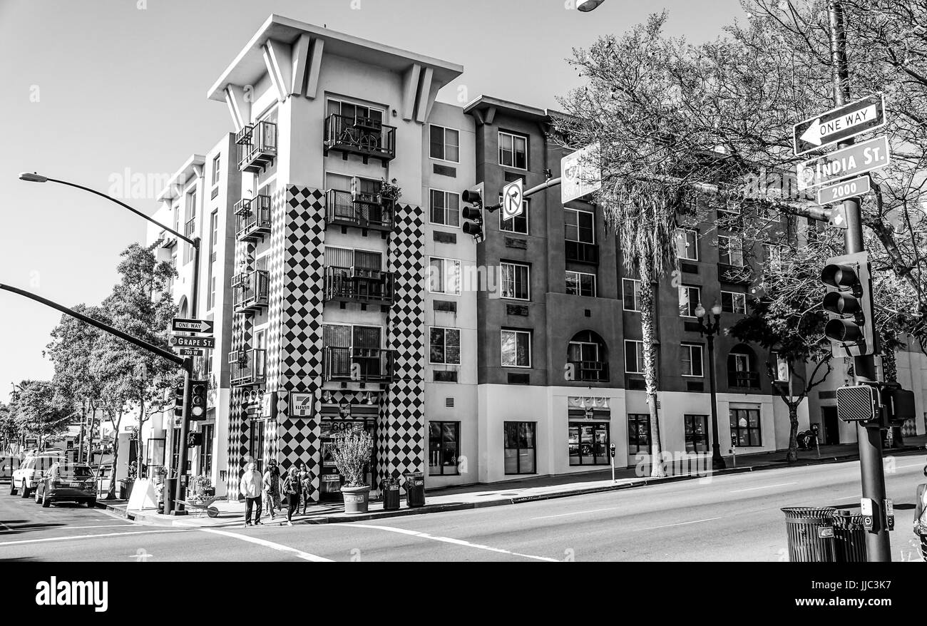 Bunte Häuser in der Stadt San Diego - SAN DIEGO - Kalifornien - 21. April 2017 Stockfoto