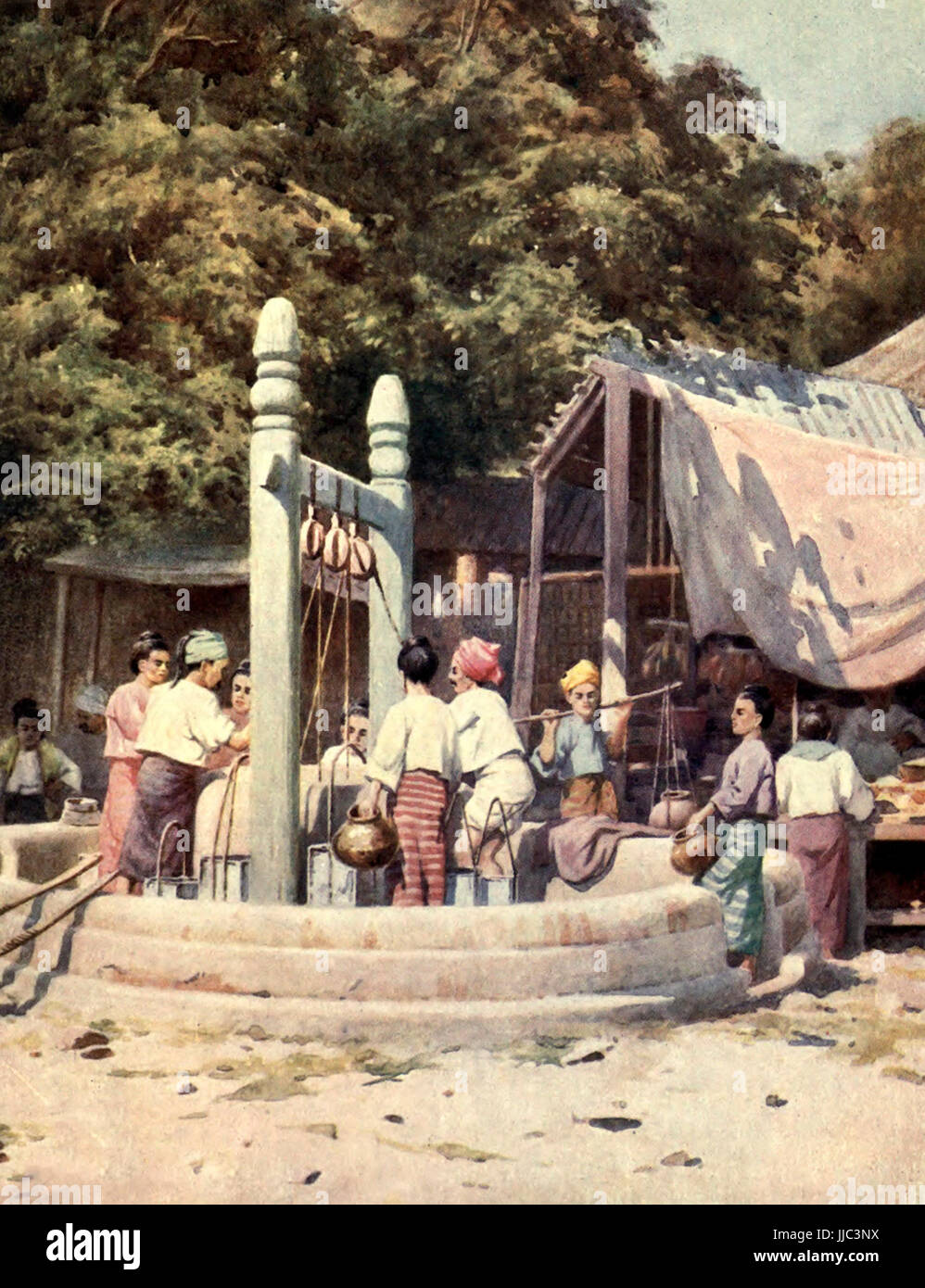 Am Brunnen, Burma, ca. 1908 Stockfoto