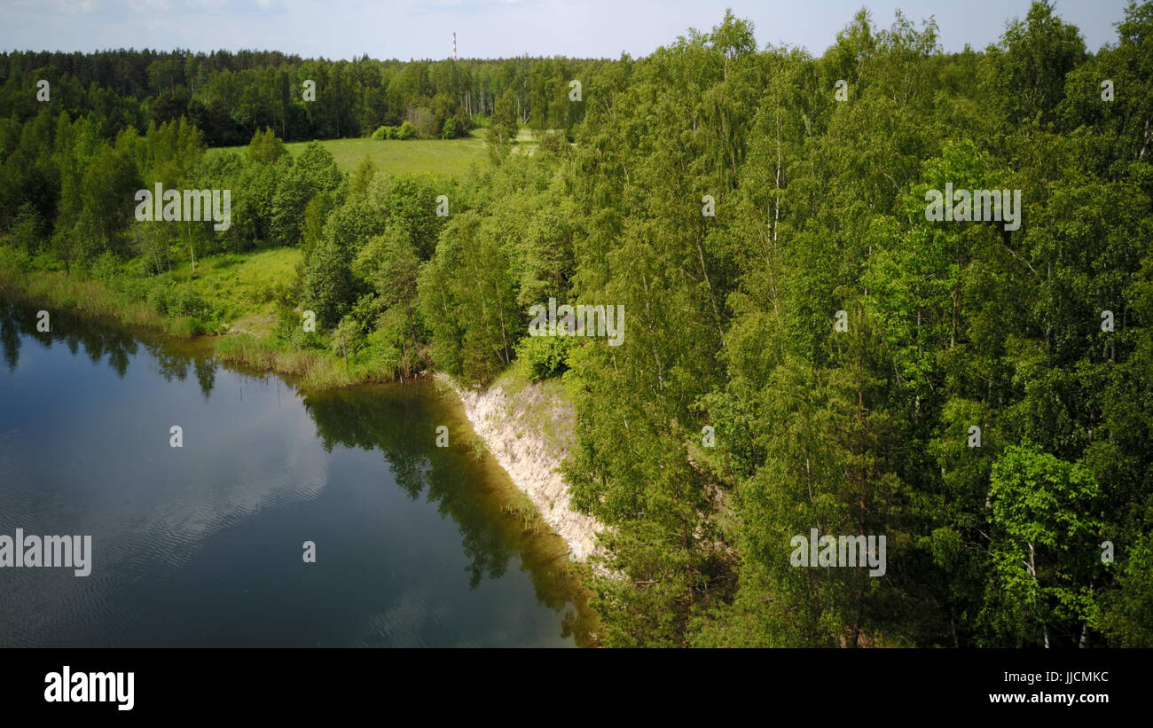 Sauriesi See Luftbild Drohne Draufsicht Lettland Stockfoto