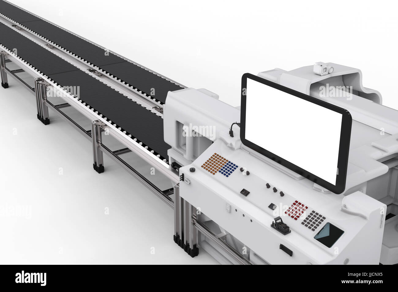 3D Rendering Display des Bedienfelds mit Roboterarme Stockfoto