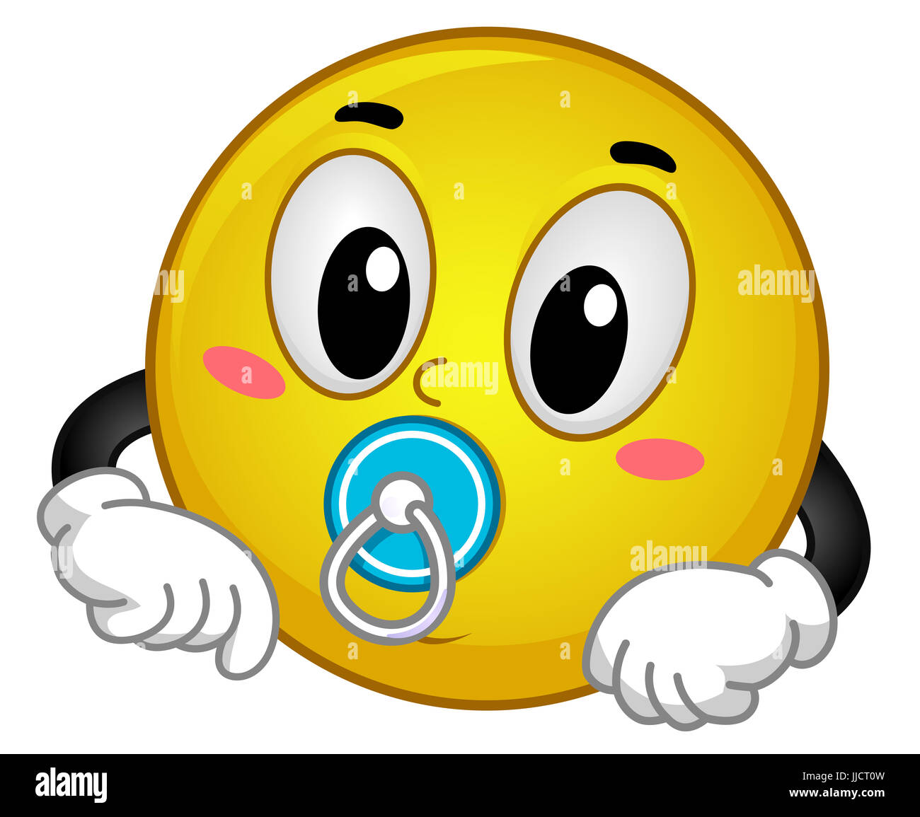 Maskottchen Abbildung eines niedlich und glückliches Baby-Smiley einen Schnuller saugen Stockfoto