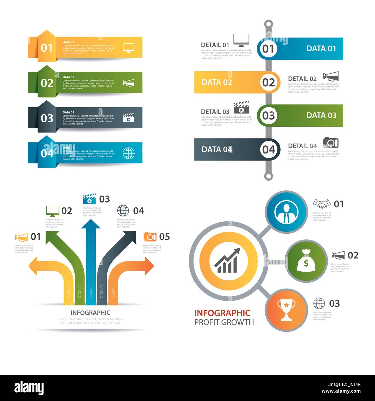Satz von infografik Vorlagen flache Bauweise Stock Vektor