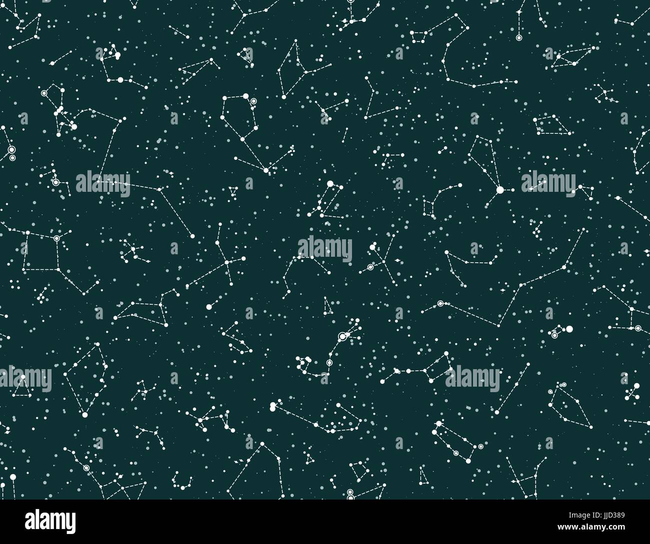 Vektor Musterdesign mit Konstellationen auf grüne Tafel Hintergrund. Astronomie-wissenschaftliche Schule-Hintergrund Stock Vektor