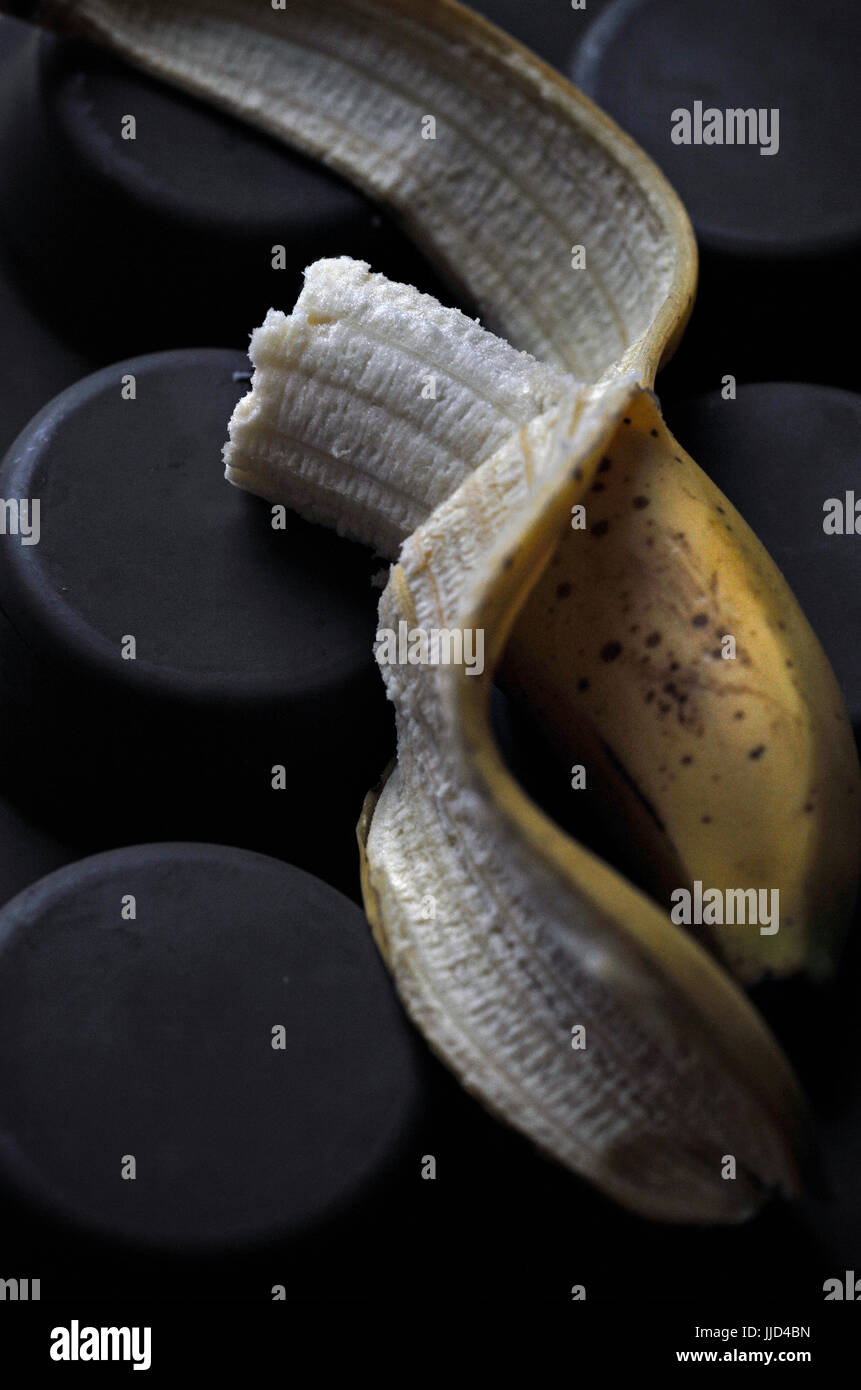 halb gegessen Banane Stockfoto