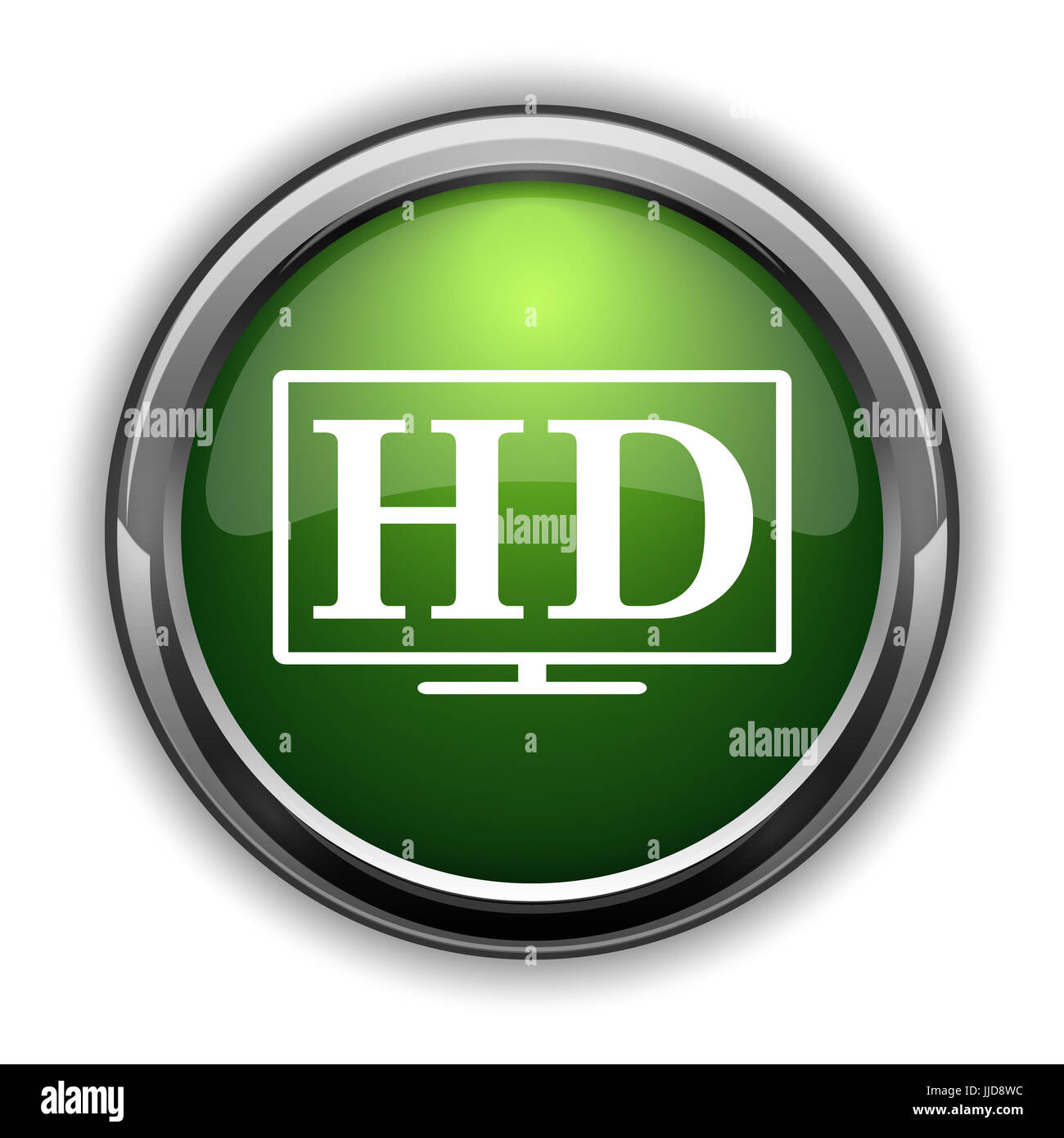 HD-TV-Symbol. HD-TV Webseite Taste auf weißem Hintergrund Stockfoto