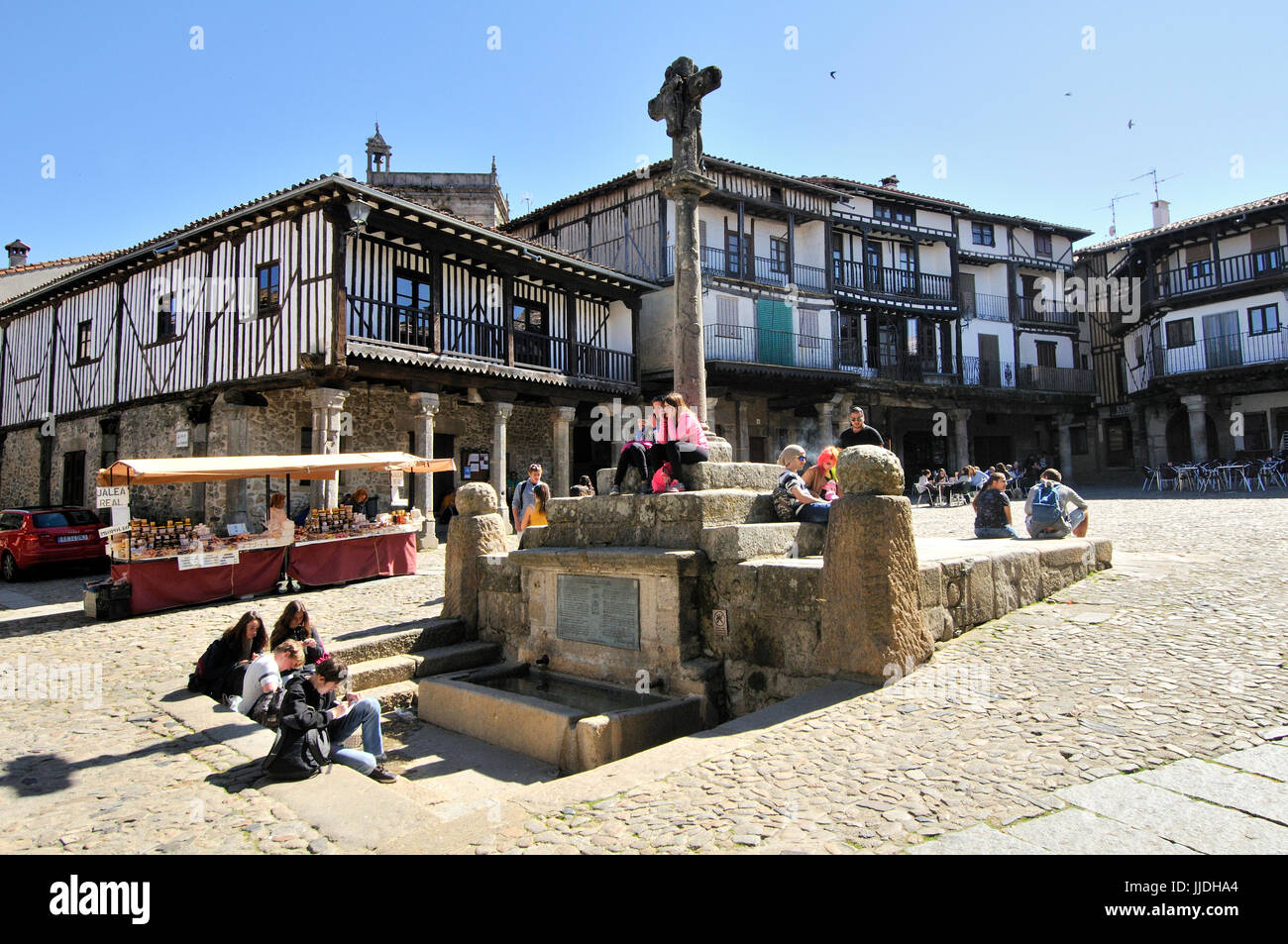 Plaza Mayor. La Alberca. Salamanca. Spanien Stockfoto