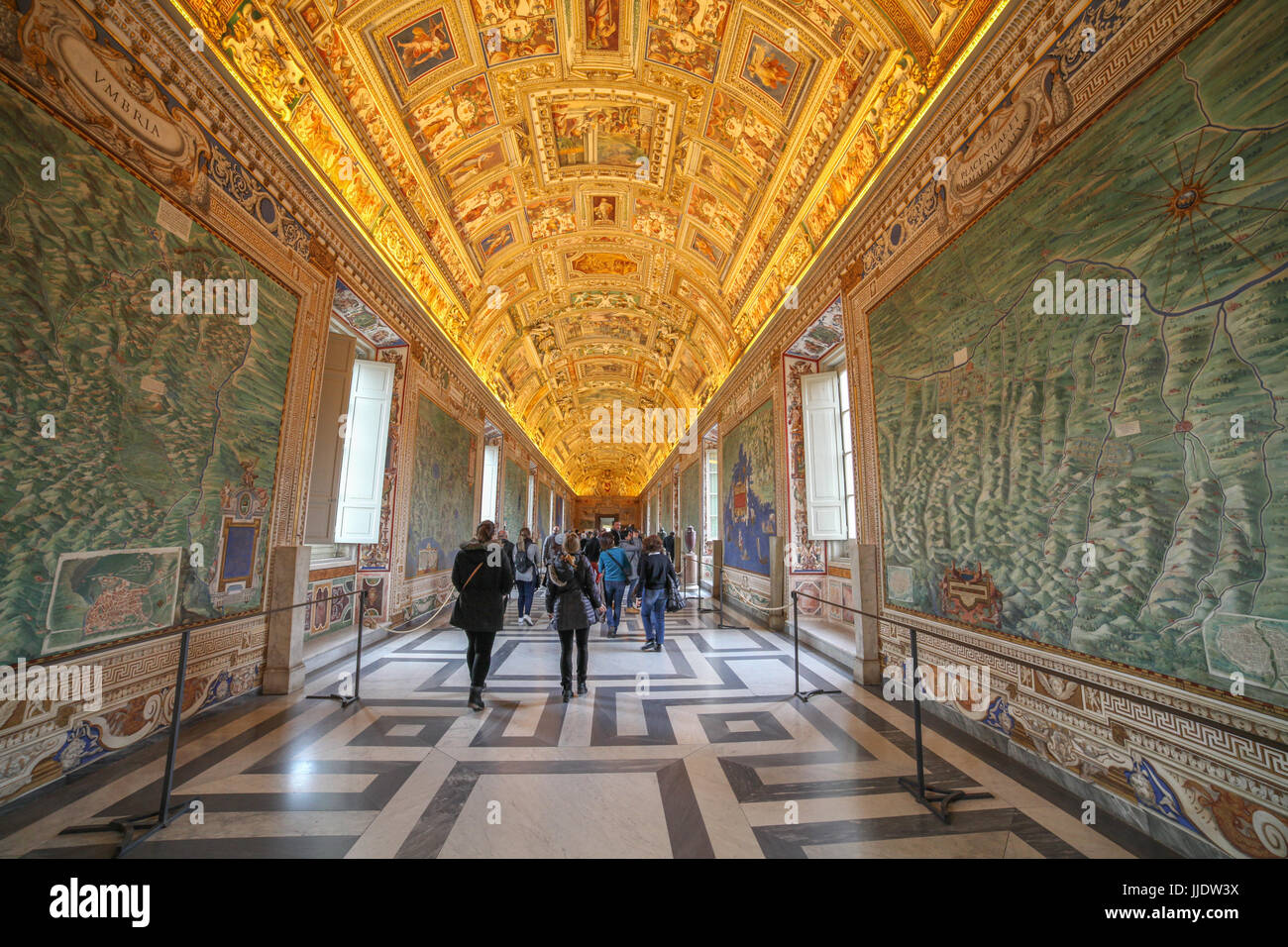 Galerie der Landkarten, Vatikanische Museen, Rom Stockfoto