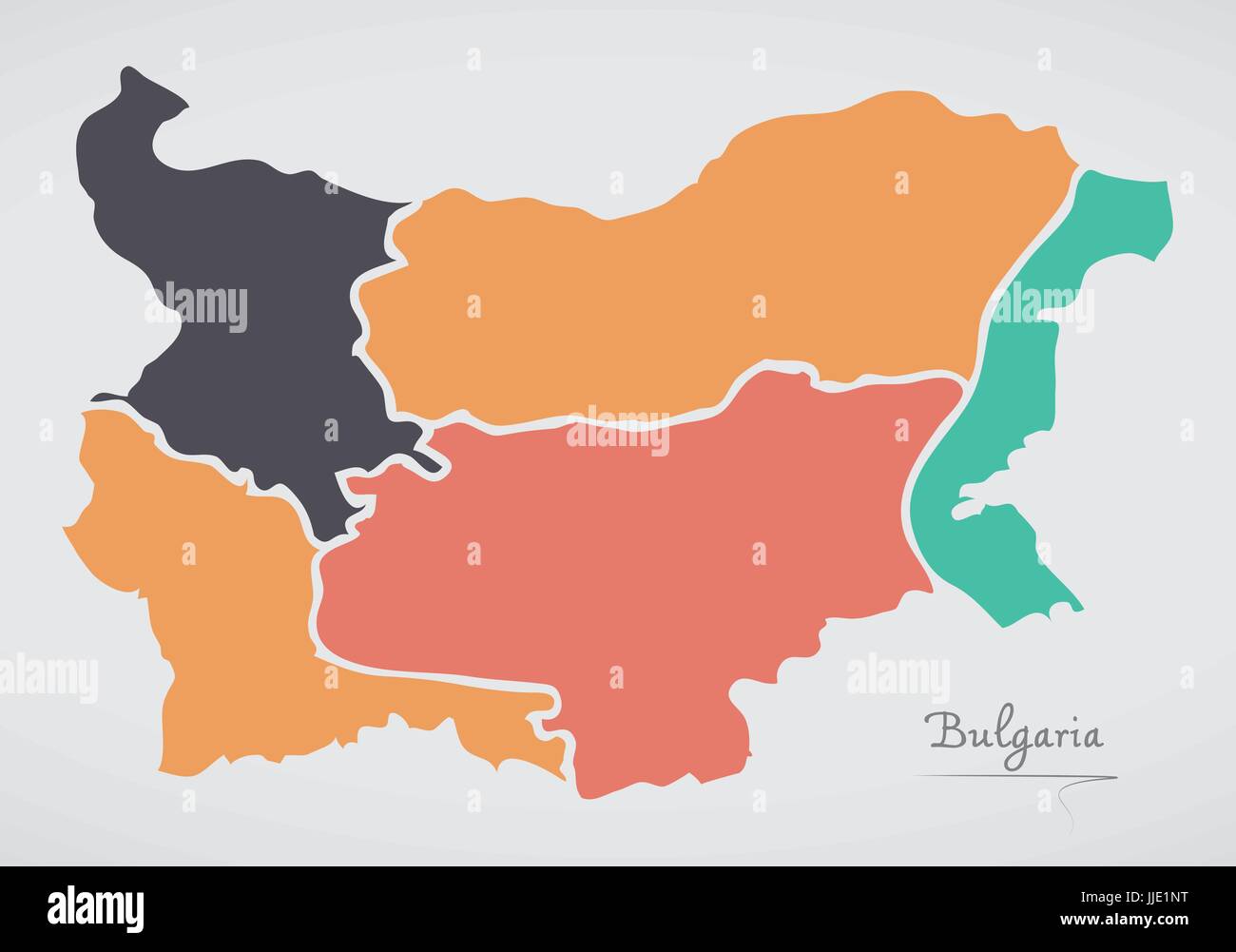 Bulgarien-Karte mit Staaten und moderne Runde Formen Stock Vektor