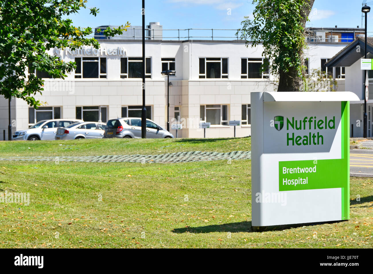 Nuffield Health Brentwood Hospital nicht für Profit Charity & Gesundheitswesen Anbieter im Privatspital Einrichtungen vor allem in England UK Stockfoto