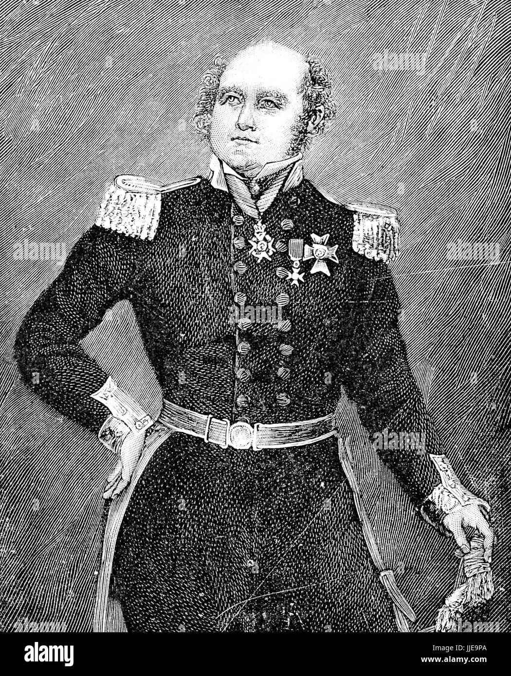 Porträt von Sir John Franklin englischen Royal Navy-Offizier und Entdecker der Arktis, verschwand er auf seiner letzten Expedition Versuch, einen Abschnitt der Nordwestpassage zu navigieren Stockfoto