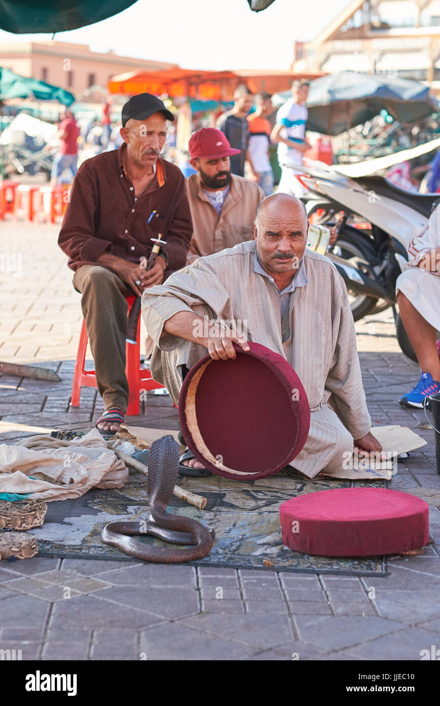 Schlangenbeschwörer Marrakesch, Marokko, Stockfoto