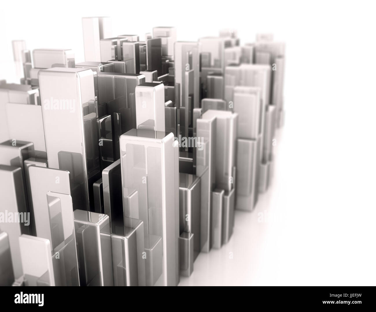 Abstrakte Metallblock Hintergrund 3d Illustration. Abstrakte Stadt Landschaft Stockfoto