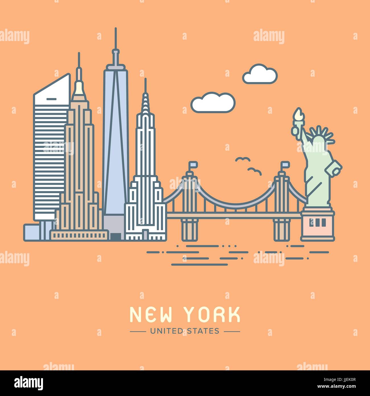Linienart Symbol New York City flach Vektor-illustration Stock Vektor