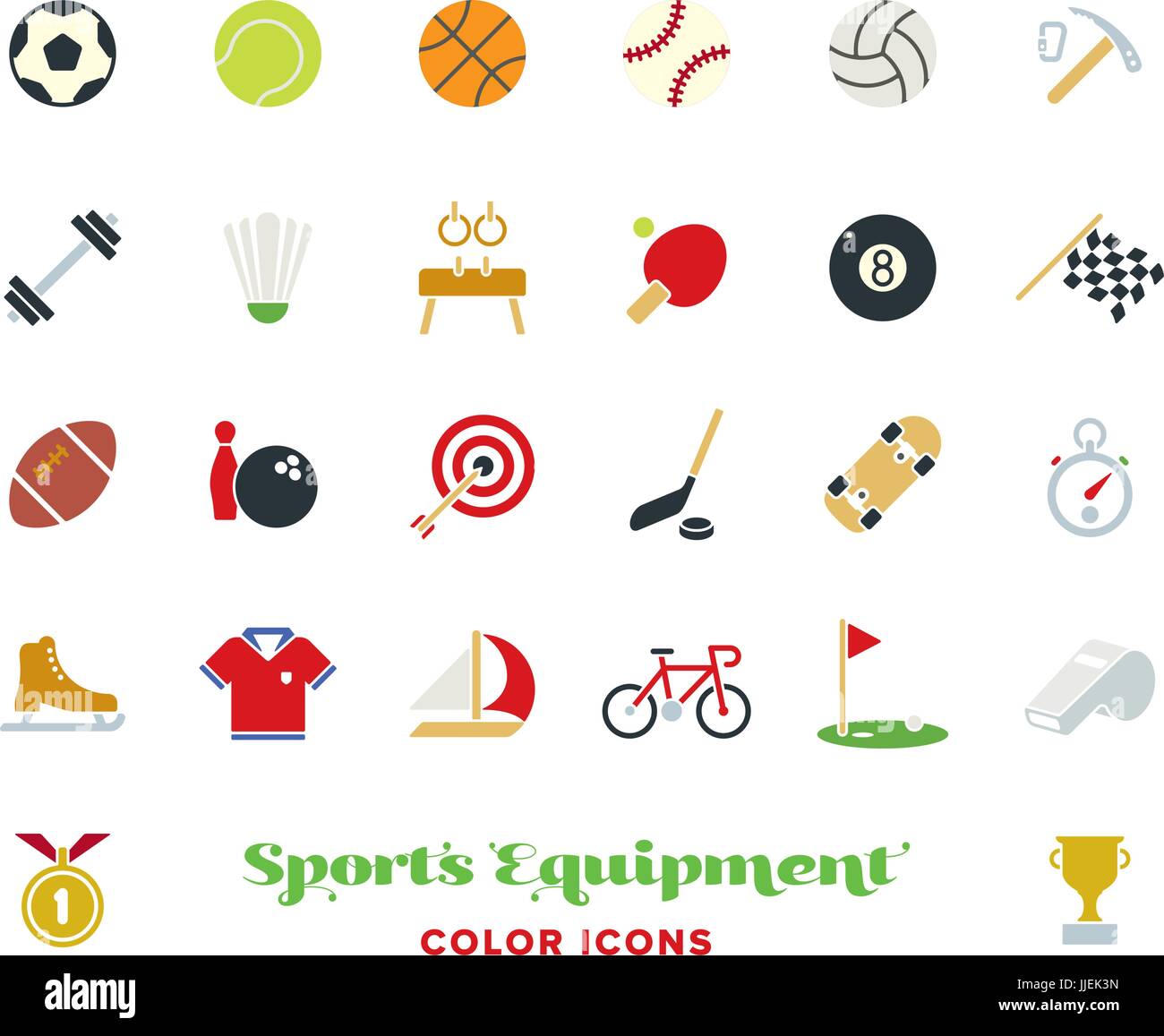 Sammlung von 25 Sport und Gymnastik Farbe Vektor-Icons auf weißem Hintergrund Stock Vektor