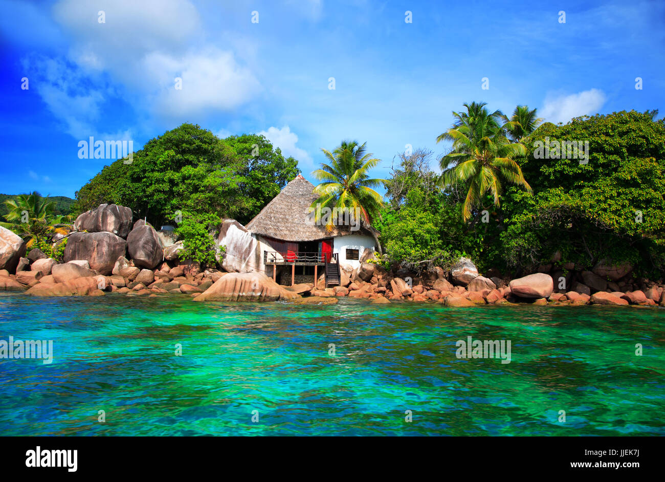 Insel Chauve Souris, Insel Praslin, Seychellen. Stockfoto