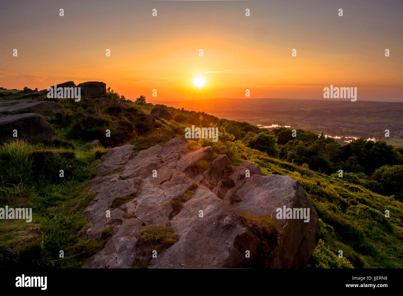 Otley Chevin Sonnenuntergang Stockfoto