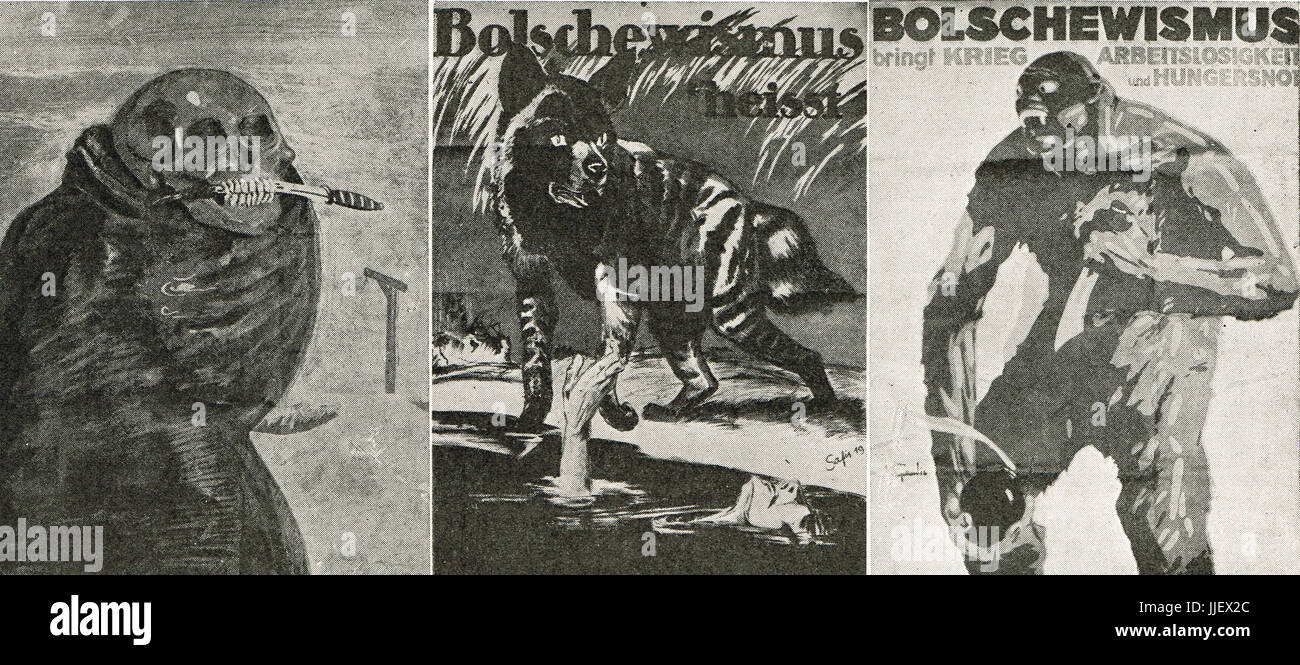 Deutsche Liga zur Bekämpfung des Bolschewismus, Propaganda-Plakate Stockfoto