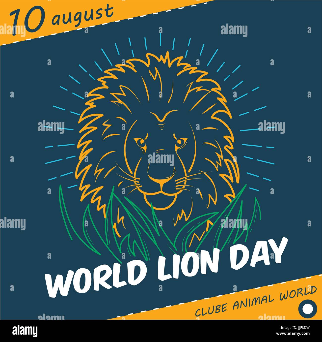 Urlaub - Welttag der Löwe. Symbol in der linearen Stil Stock Vektor