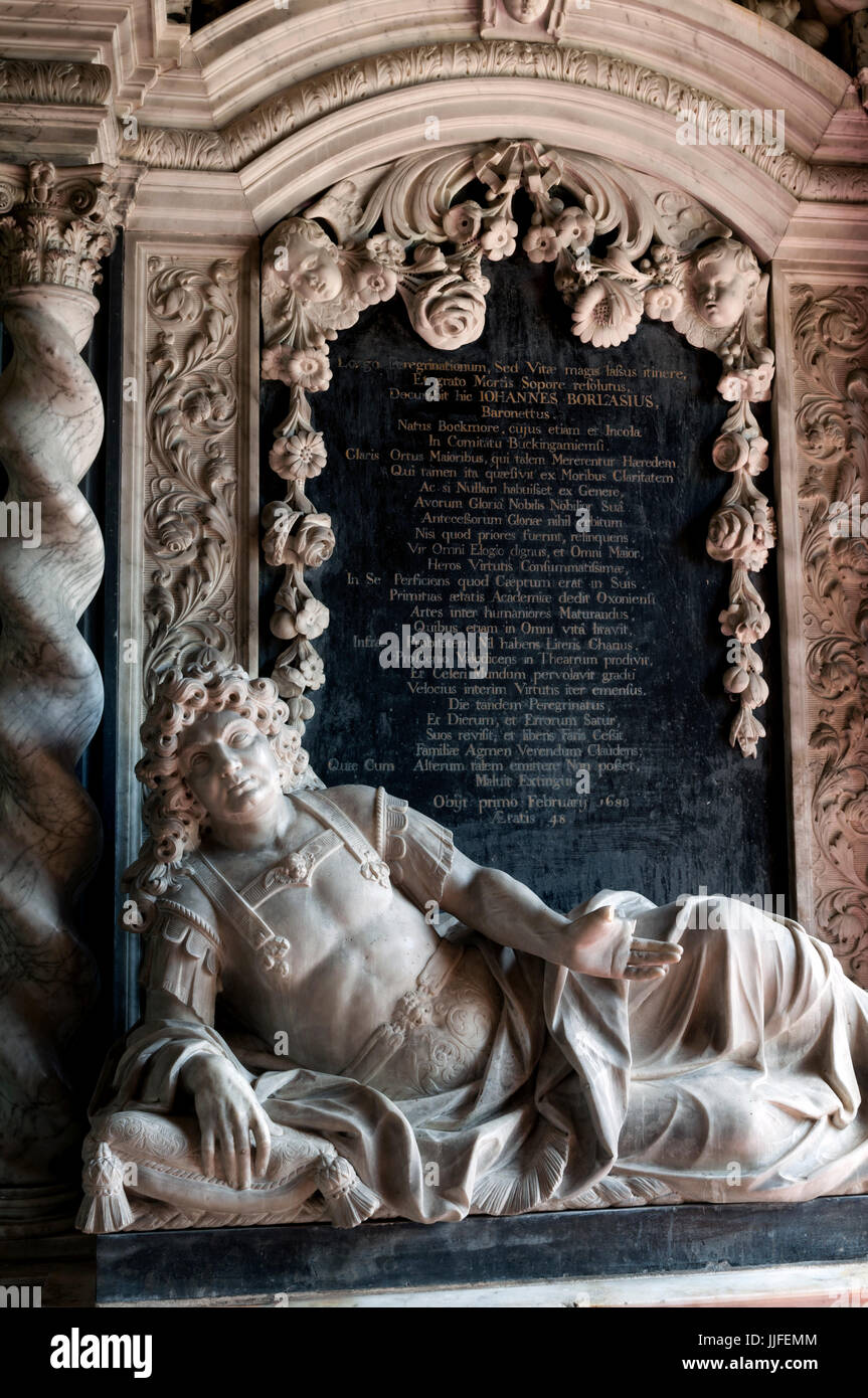 Sir John Borlase Denkmal, St. Maria und Edburga Kirche, Stratton Audley, Oxfordshire, England, UK Stockfoto